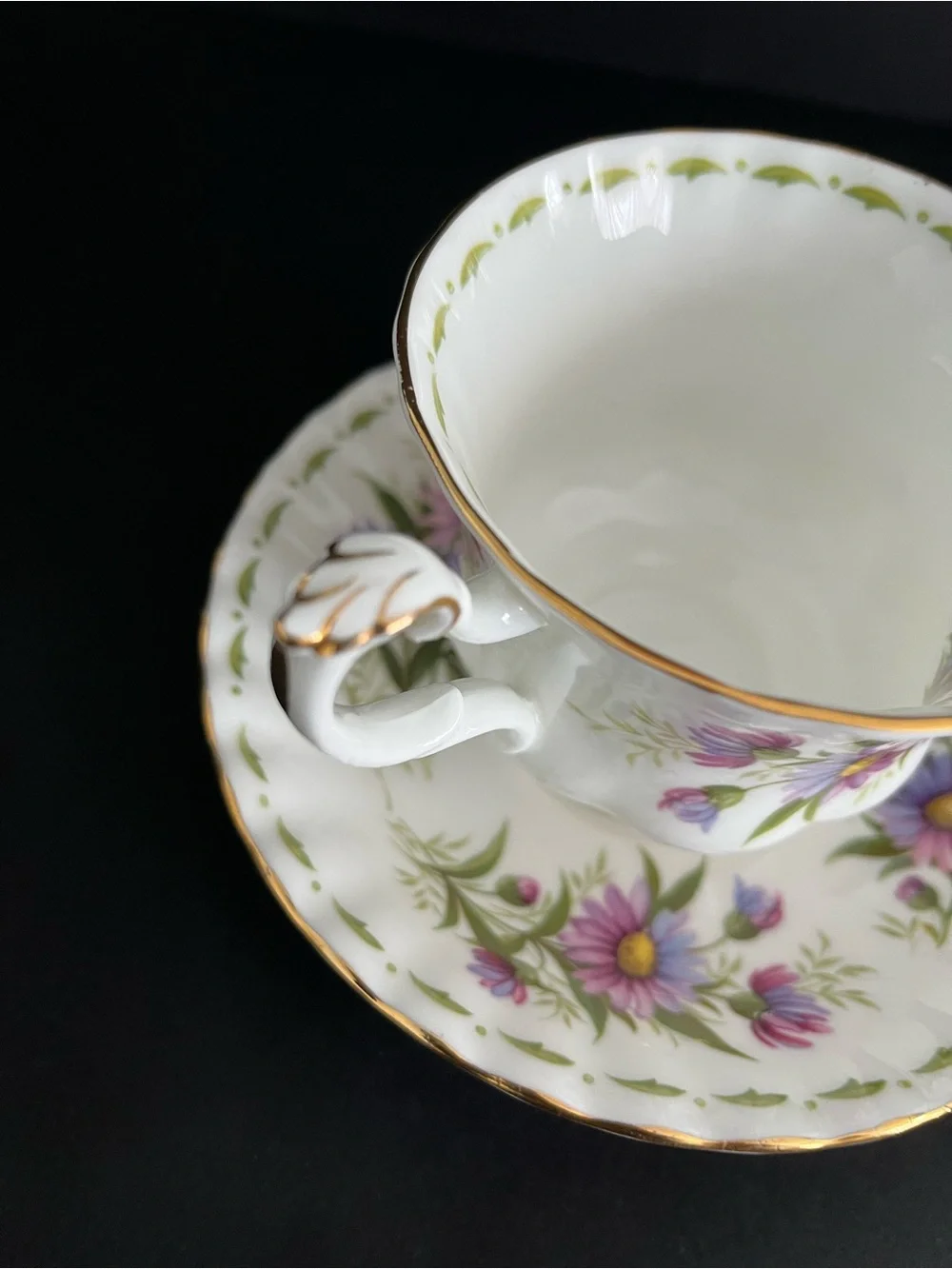Vintage Royal Albert England Michaelmas Daisy Flower September Tea Cup & Saucer